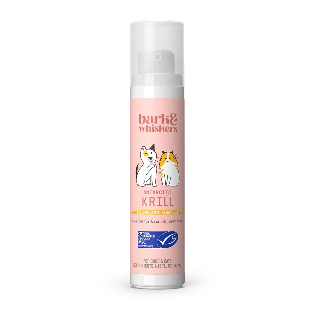 Pompa lichid cu ulei de scoarță și Whiskers - Omega-3 Acidi grași pentru pisici și câini - susține comfort comun, funcția pielii și creierului - suport antioxidant - 1.45 Fl Oz (186 Pompe)