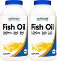Ulei de pește Nutricost Omega 3 Softgels cu EPA & DHA (1000 mg ulei de pește, 560 mg Omega-3), 240 Softgels, non-GMO, Gluten Free. (Pachet de 2)
