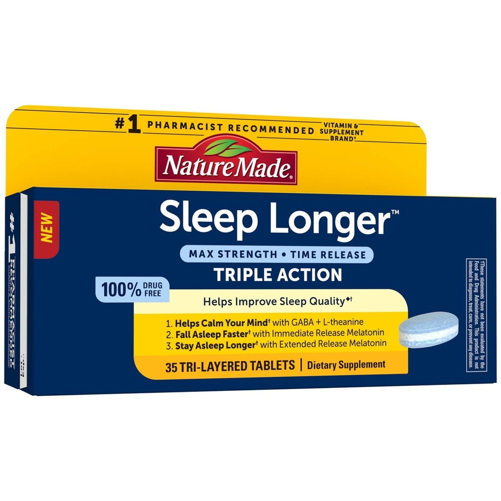 Natura făcut somn mai mult, Melatonin 10 mg timp eliberare Tri-Layer Tablete, ajută la îmbunătățirea calității somnului, se încadrează mai repede somn, Stați mai mult somn, L-Theanină și GABA pentru a ajuta calm mintea ta, 35 comprimate