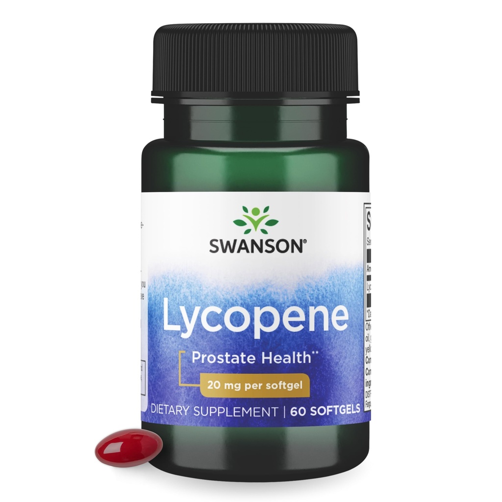Swanson Lycopene-Natural Men's Health Supplement Prostate & Heart Health, Supports Blood Pressure In a Normal Range (60 Softgels)