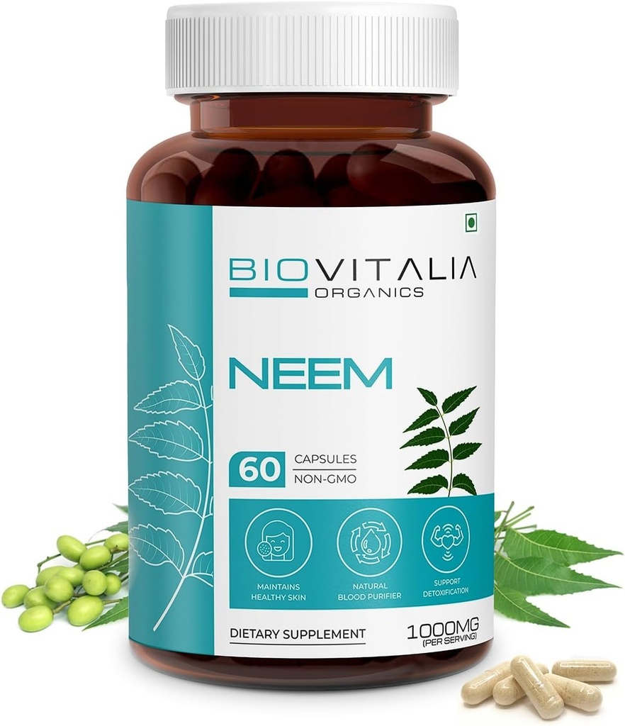 Biovitalia pe bază de plante Neem 1000 mg capsule pentru bărbaţi şi femei 