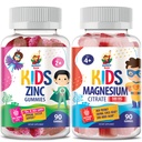 Gume de magneziu pentru copii şi adulţi - 500 mg & Gume de zinc pentru copii şi adulţi - Guma de zinc Chewable pentru suport imunitar - puternic antioxidant natural non-GMO Supliment pentru copii Bărbaţi Adulţi.