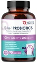 Natura Probioticele pentru femei-bărbați Digestive de sănătate, Mens-Womens Probiotic cu prebiotice, 100 Miliarde pentru curaj și sănătate imună, fără frigider, 90 Capsule vegetale (45 zile de aprovizionare)