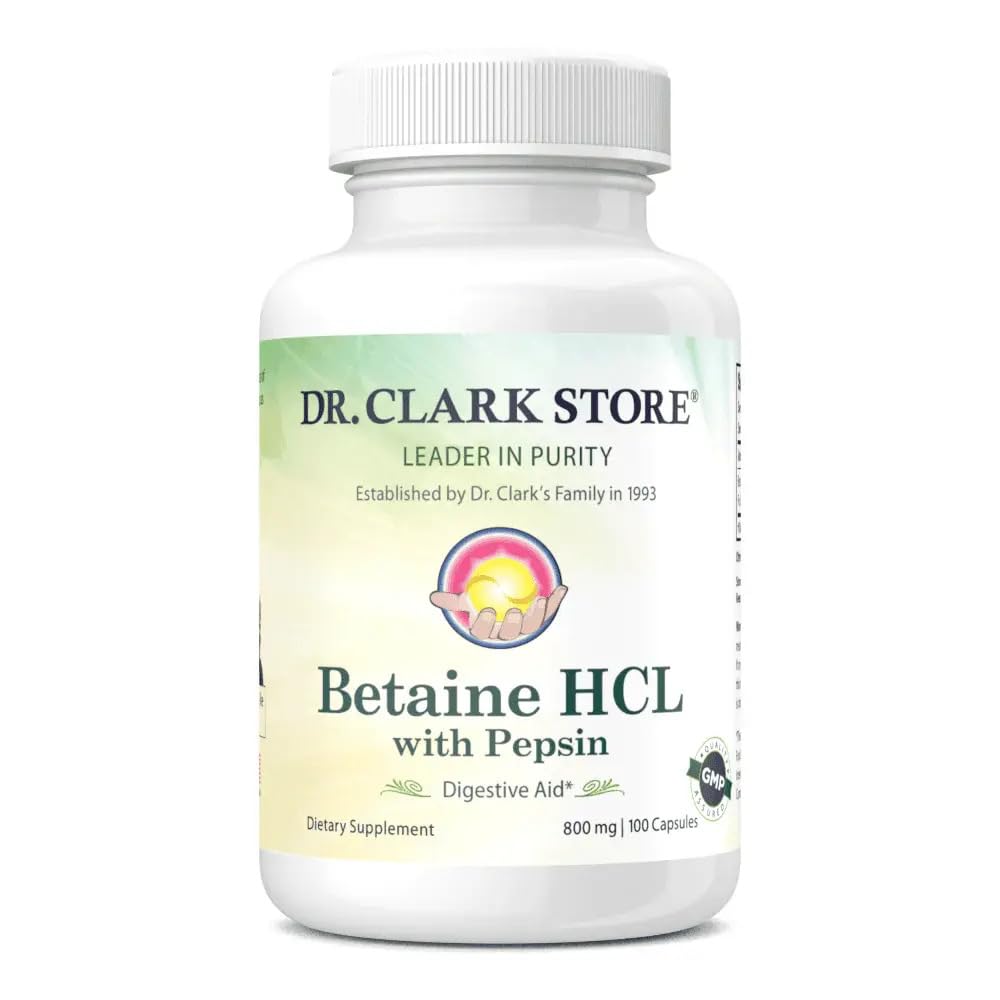 Clark Betaine HCL Supliment cu Pepsin, 800 mg, 100 Gelatină Capsule