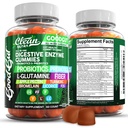 Clean Nutraceuticals Enzime digestive cu probiotice și prebiotice pentru gingii digestive de sănătate și L-glutamina pentru sănătatea gutei Bromelain Apple Pectin Inulin FOS plante pe bază de vitamine Vegan Gummy