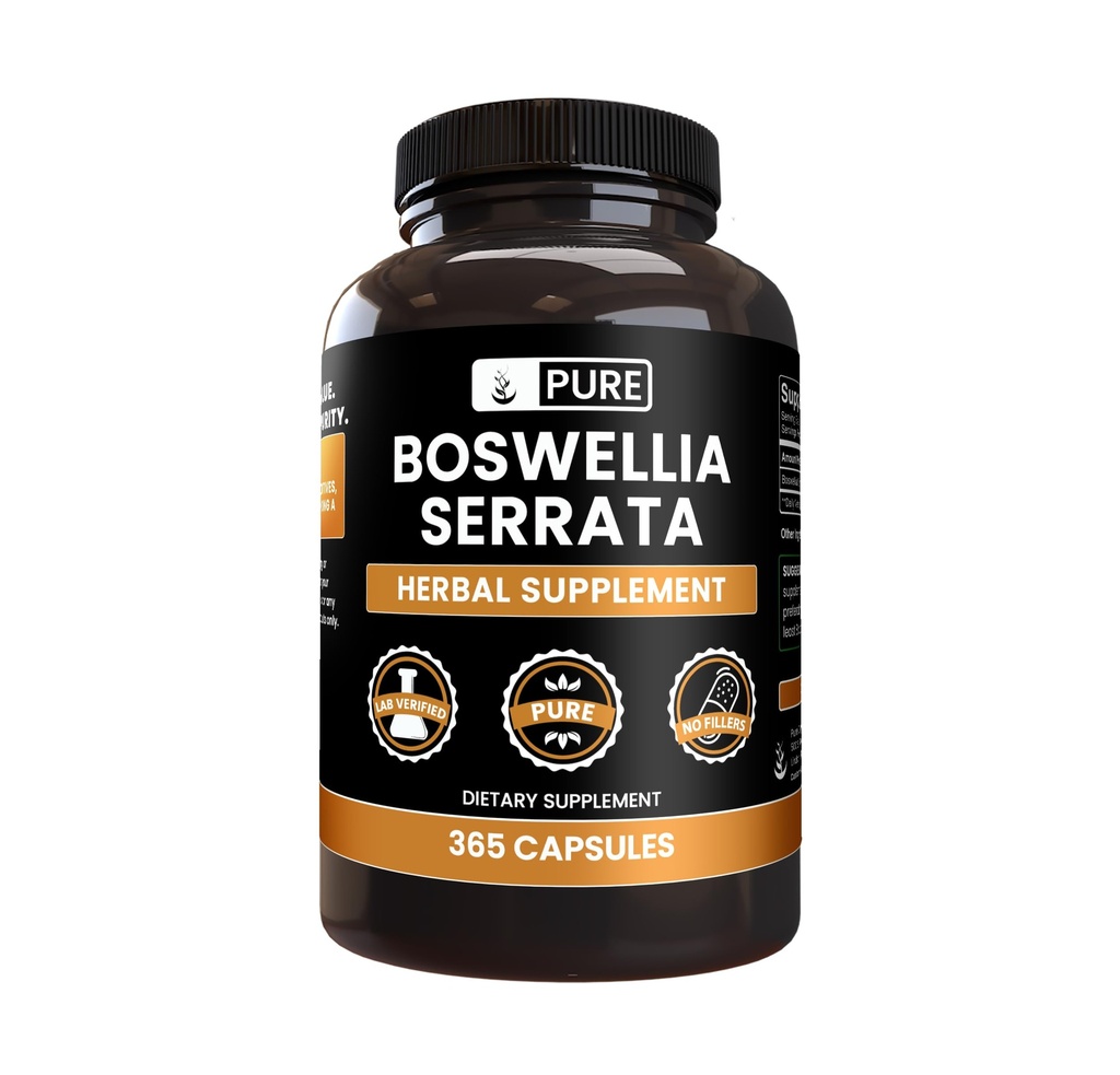 Ingrediente originale pure Boswellia Serrata (365 capsule) No Magneziu sau Rice Fillers, întotdeauna pură, Lab verificat