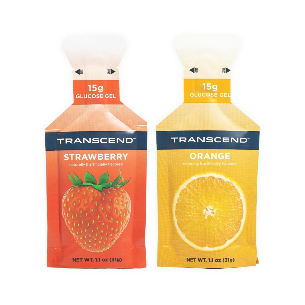 Transcend Foods Strawberry + Orange Gels (1.1 oz, Pack of 10) Rapid-Actionare Carb Gel Căpșuni și Orange Flavor 