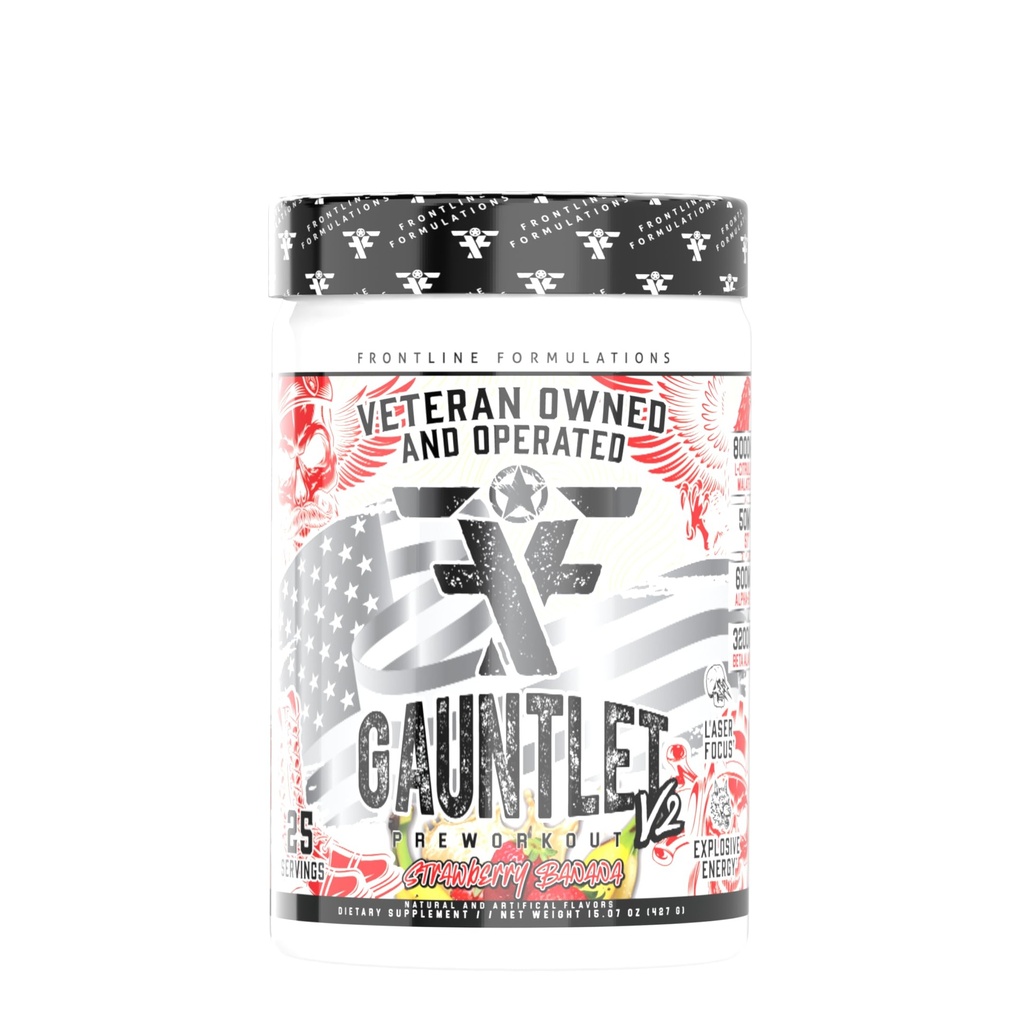 Gauntlet Pre-Workout Powder, Explozibil antrenamente, Laser Focus, Mid Stim, Aroma uimitoare, Veteran Deținute și Operate, Ambalaje May Vary (25 Servings, Strawberry Banana)