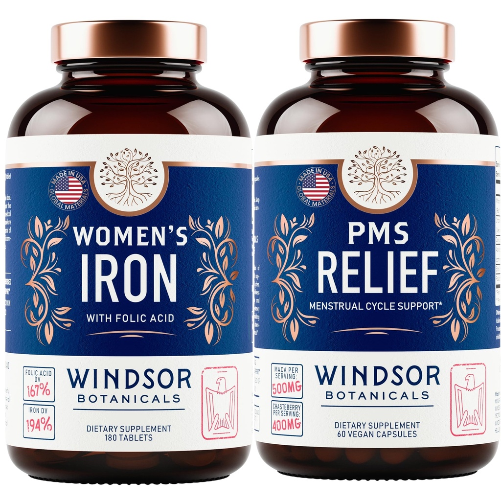 WINDSOR BOTANICA Suplimentul de fier si PMS Relief Bundle pentru femei