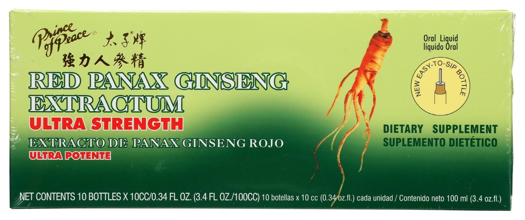Prinț de pace Red Panax Ginseng Extract Ultra Putere - 3.4 oz - 10 sticle