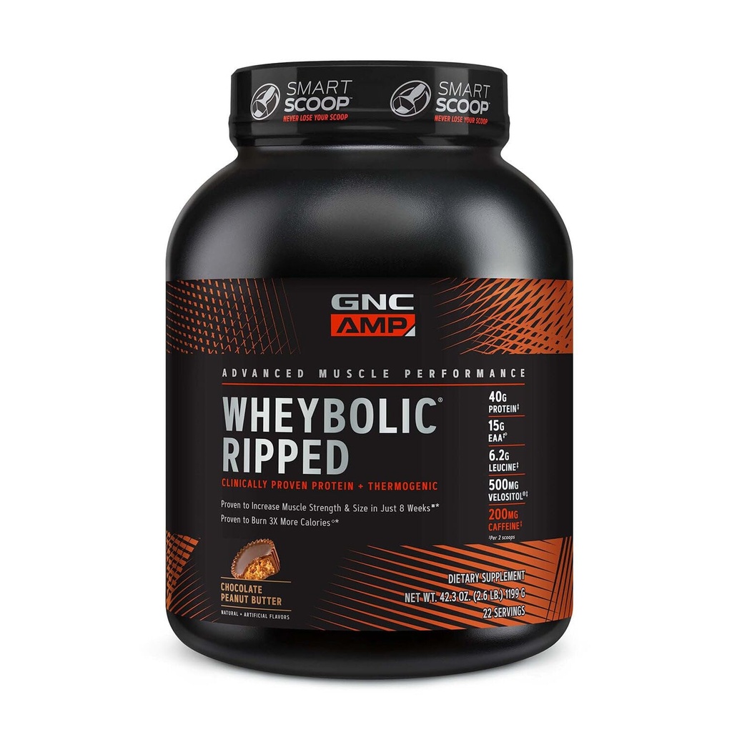 GNC AMP Wheybolic Ripped - Unt de arahide de ciocolată (22 serviri)