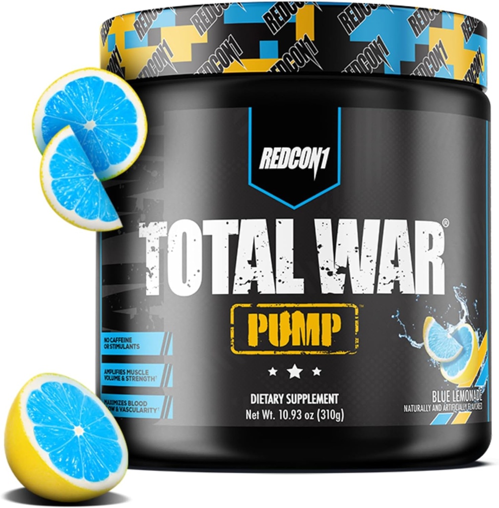 REDCON1 Non Stim & Caffeine Praf de antrenament gratuit pentru femei și bărbați - Pompă de război total - cu L-Citrulline, Beta Alanine & More - Antrenament în orice moment al zilei - Blue Lemonade (10.93 oz)