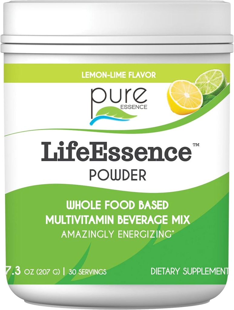 Pur Essence Labs LifeEssence Multivitamine pulbere pentru bărbaţi şi femei, Natural Herbal Supliment cu vitamina D3, B12 şi Biotin, Energizant Whole Food Based Powder Mix, 7,3 oz