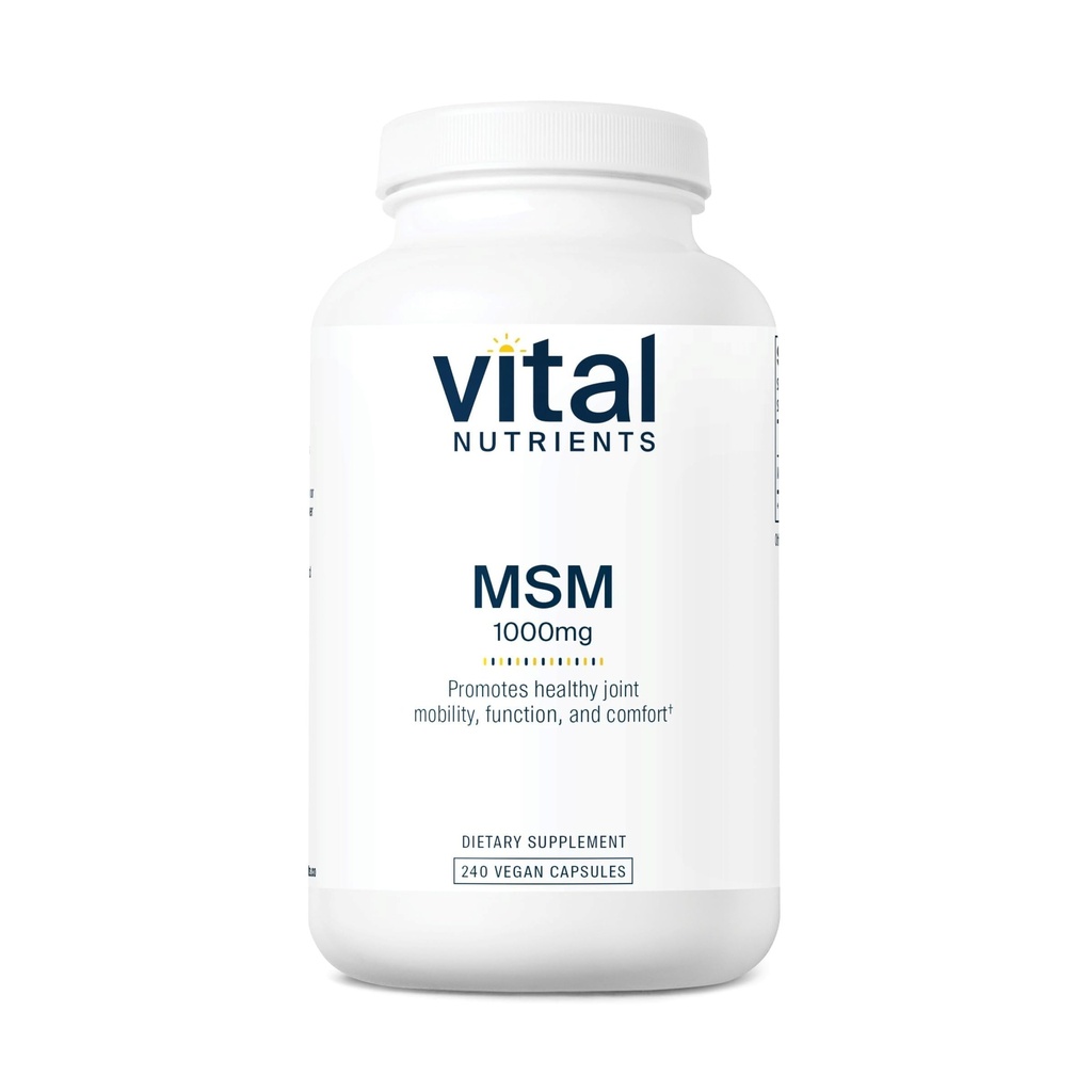 Nutrienţi vitali - MSM 1000 mg - Forma naturală de sulf organic - 240 capsule