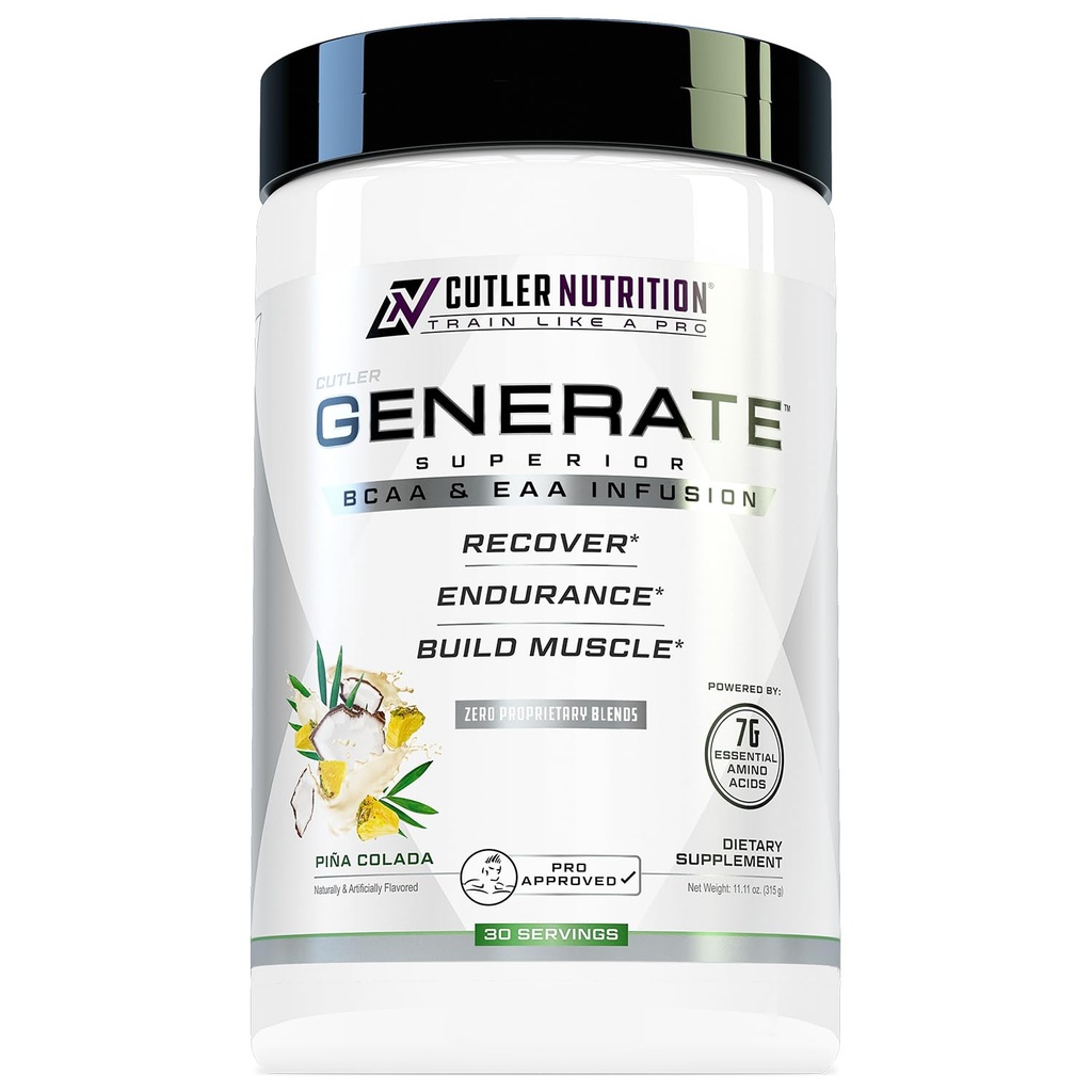 Cutler Nutriție Genera EAA și BCAA pulbere: Cel mai bun lanț ramificat Aminoacidi Suplimentul cu aminoacizi esențiali, 5g BCAAs, 2g EAAs pentru Lean Mass Muscle 