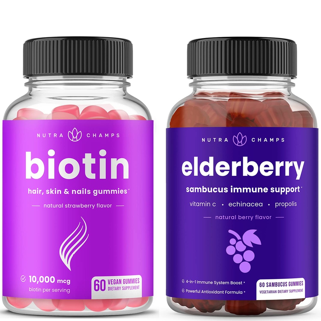NutraChamps Biotin Gummies și Elderberry Gummies Bundle
