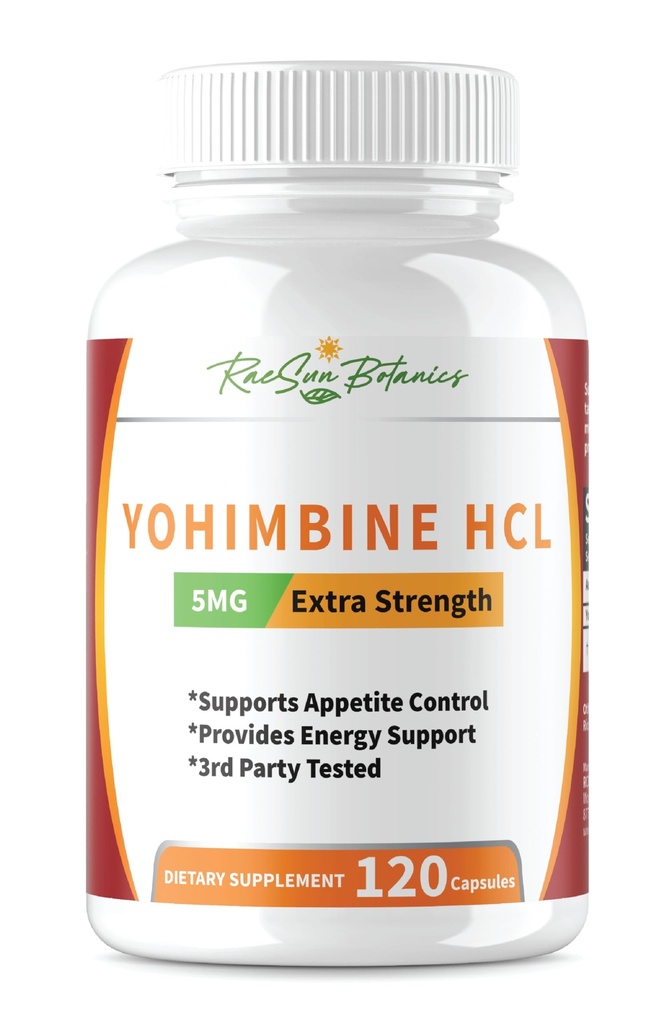 Yohimbine HCL Extract de scoarță Supliment suplimentar 5mg x 120ct Capsule Premium Fat Burner, Pierderea in greutate, Controlul apetitului, Suport masculin, Energie, și mai mult