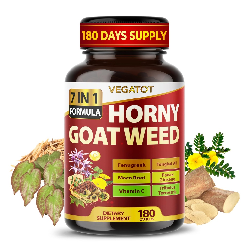 Horny Goat Weed 600 mg cu Yohimbine, Tongkat Ali, Maca, Tribulus & Panax Ginseng 