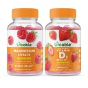 Magneziu durabil + vitamina D 5000 UI, Gummie Bundle - mare gustare, supliment de vitamine, gluten gratuit, OMG gratuit, guma de mestecat