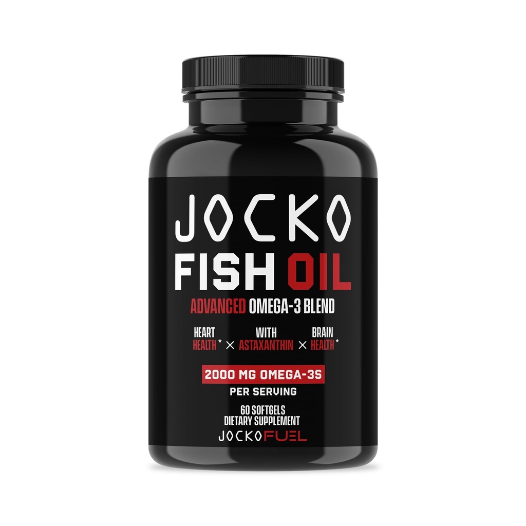 Jocko combustibil Omega 3 Suplimentul de ulei de pește 2000mg - Burpless acid gras, Wild Caught, puternic antioxidant cu Astaxantină (60 capsule)
