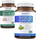Bundle de suport tiroidian & mare Moss - Sea Moss Pack de îngrijire tiroidiană - Suport tiroidian cu iod (120 Capse) și Irish Sea Moss Capsule - Supliment Vegan crud cu BioPerine (non-GMO & Organic)