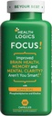Logica de sănătate Focus! - Suplimentul creier pentru memorie, Claritate, Concentrarea cu Choline, Ginkgo Biloba, Alpha GPC, Fosfatidilserină, Bacopa Monnieri l 60 Capsule l Non-GMO