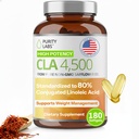 Puritate Labs CLA Suplimente 4500MG - Non-GMO ulei de șofrănel - Sprijină energie, pierdere în greutate, Heart Health, și sănătatea musculară - 180 Geluri moi