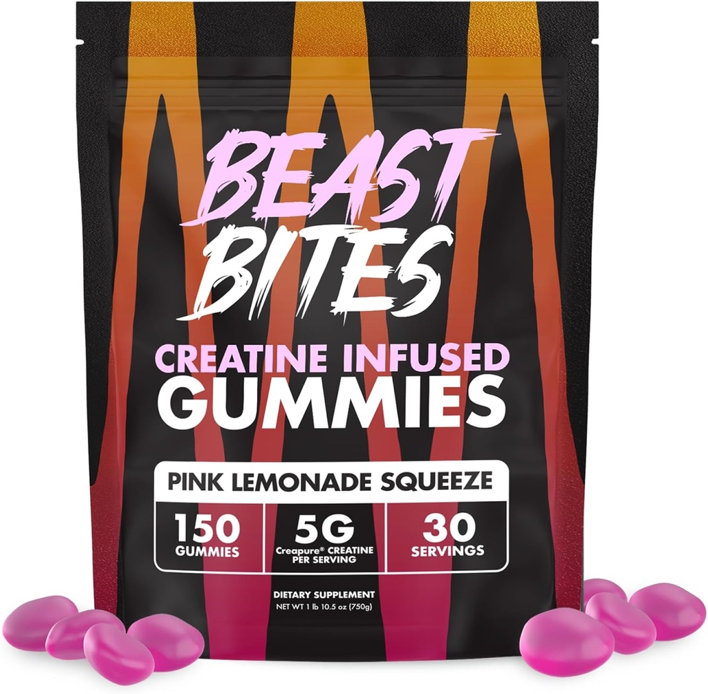BEAST BITES - Creatine Infuzed Gummies - 5g Creatin Creature Monohidrat per Serving - NSF Certified for Sport - 30 Servings