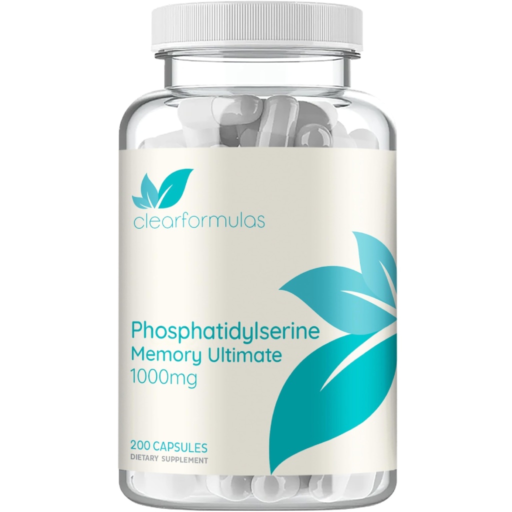Suplimentul de suport pentru creier al fosfotidilserinei Nootrops - Supliment de memorie avansată pentru suport funcţional cerebral cu DMAE Gotu Kola şi Ginkgo Biloba - Non-GMO Vegan & Made în SUA (60+ Servings)