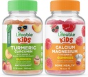 Curcumin Turmeric Lifeable Copii + Calciu Magneziu Copii, Gume Bundle - Degustare mare, Supliment de vitamine, Gluten gratuit, OMG gratuit, Gummy mestecat