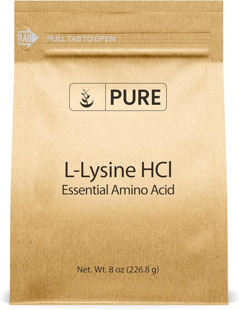Ingrediente originale pure L-Lysine HCl (8 oz) Alpha Aminoacid, Non-GMO, Gluten-Free