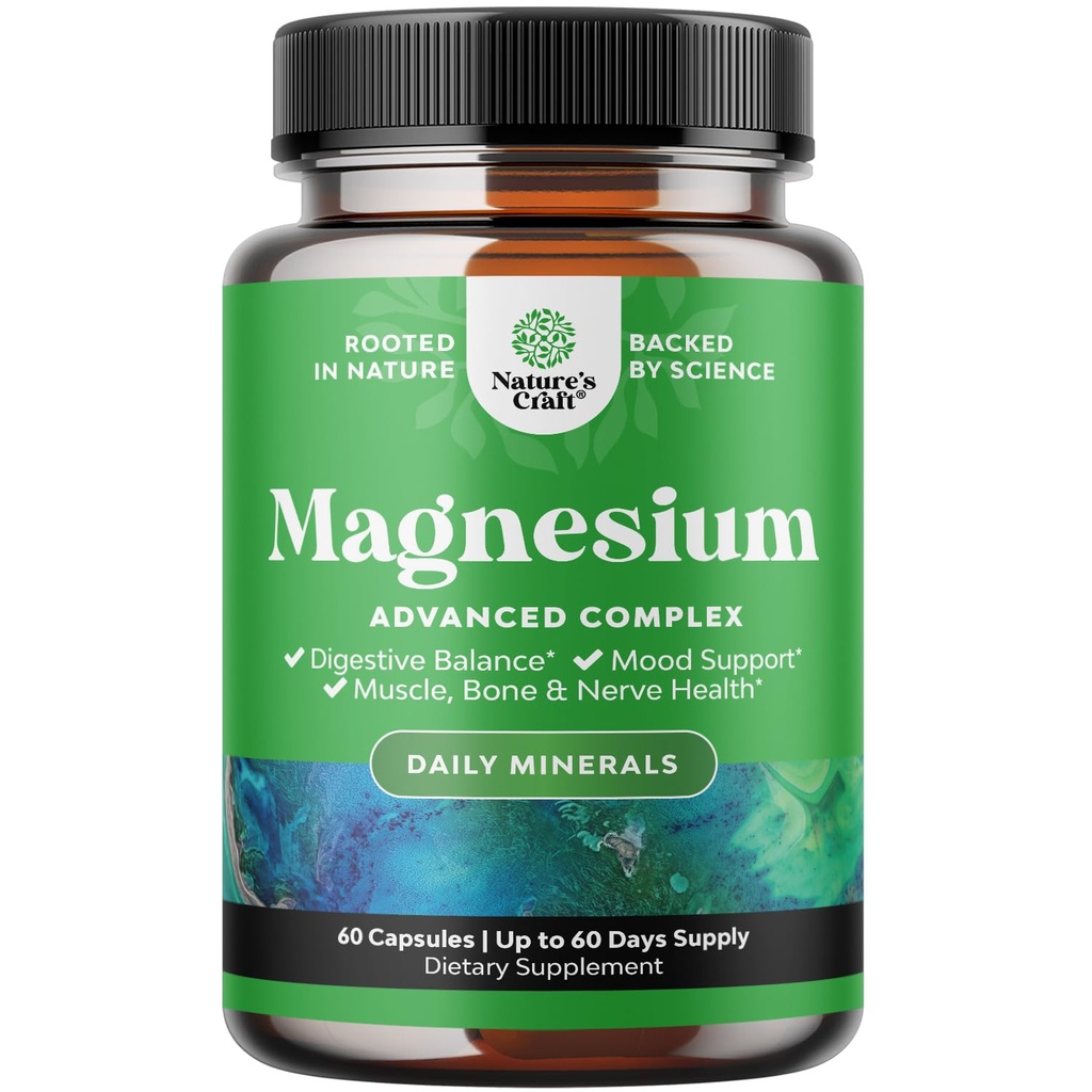 Supliment de complex de magneziu de mare absorbţie - Oxid de magneziu 500 mg cu citrat 500 mg pentru suport de somn şi dispoziţie - Citrat pur per servire pentru stomac muscular şi digestia