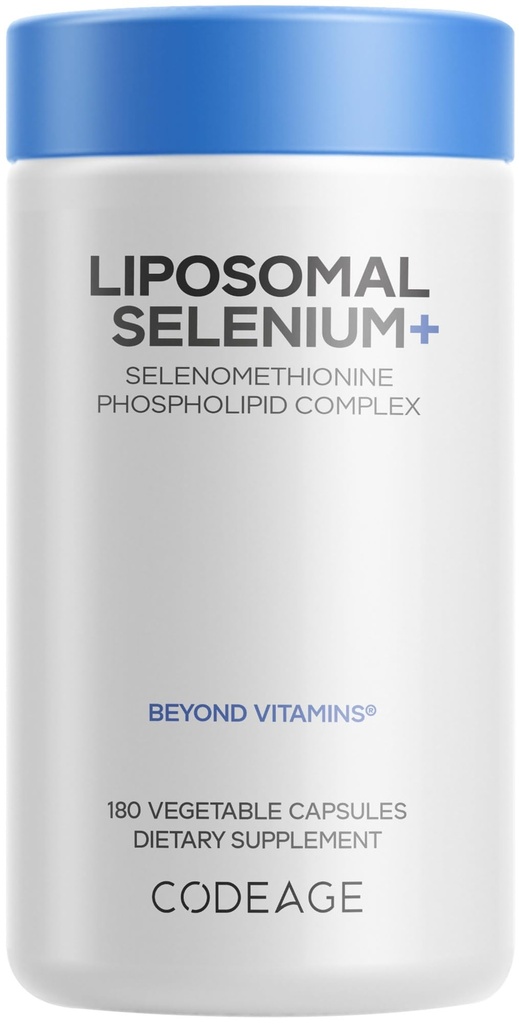 Codaj Seleniu 200 mcg Supliment, 6- Month Supply, Immune Support, Mineral Cofactor Selenometionină, Fosfolipide, Vegan, Liposozomal Livrare, 180 capsule