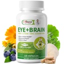Ochi + Creier Suplimente pentru Memorie și Focus, Lutein 40mg, Zeaxantină, Astaxanthin, Bilberry, Leu, Coama Leului, Bacopa Monnieri, Ginkgo Biloba, 14 din 1 Vitamine Ochi pentru Adulți și Seniori 120 Capsule