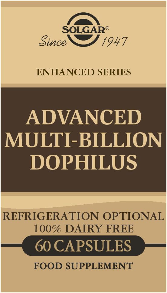 Solgar Advanced Multi-Billion Dophilus, 60 Capsule vegetale - Sprijină Flora Intestinală Sanatos - 5 Miliarde Microorganisme Per Servire - Gluten, Dairy, Lactoză & Lapte Nr - Vegetarian - 60 Serviri
