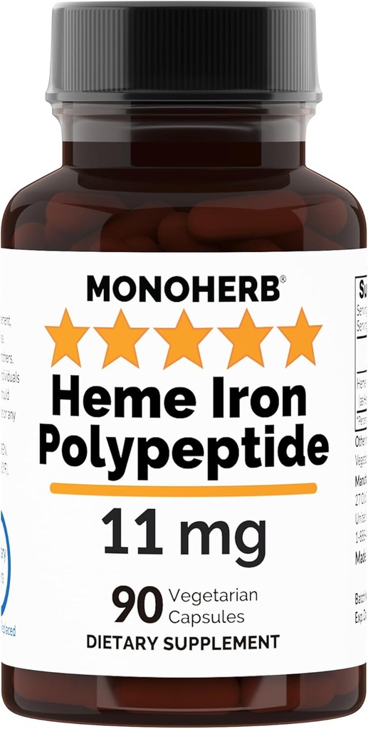 Heme Polypeptide de fier 11 mg - 90 Capsule vegetariene - Complex Supliment de fier