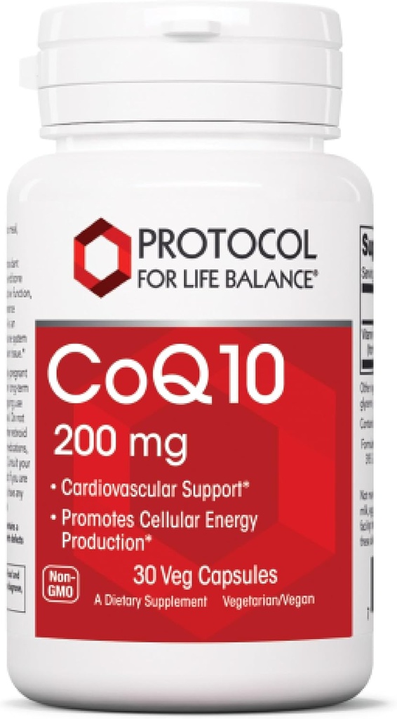 Protocol CoQ10 200 mg - pentru Heart Health* - Suplimente cardiace pentru bărbaţi şi femei* - Vegan & Non-GMO - 30 Veg Capsule