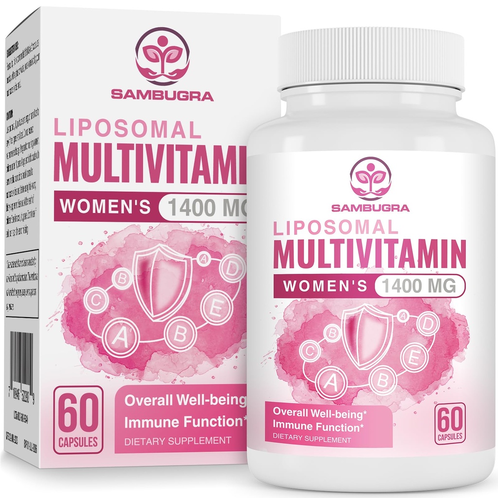 Multivitamine lipozomale pentru femei 1400MG - Femei Zilnic Multi Vitamine Suplimente cu Fier, Vitamina A, C, D, E și B Complex pentru Sănătate Imunală, Hair & Skin Support pentru Femei 18+,60 Capsule Vegan