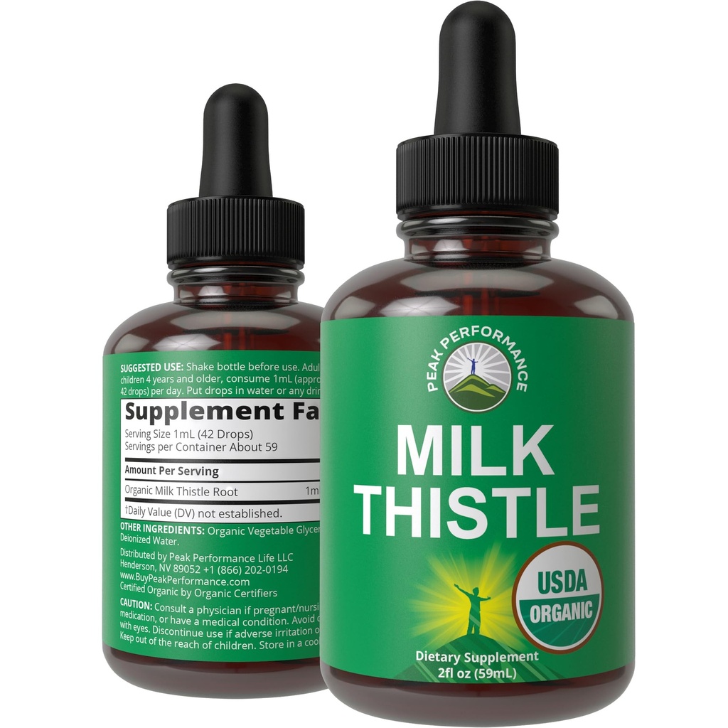 USDA Organic Milk Thistle Extract Vegan lichid picături. Dezintoxicare de ficat Suplimentul Herbal. Zero zahăr, mare pentru Digestion și o curata. Pure organice de lapte Thistle Tincture Suplimente pentru femei și bărbați