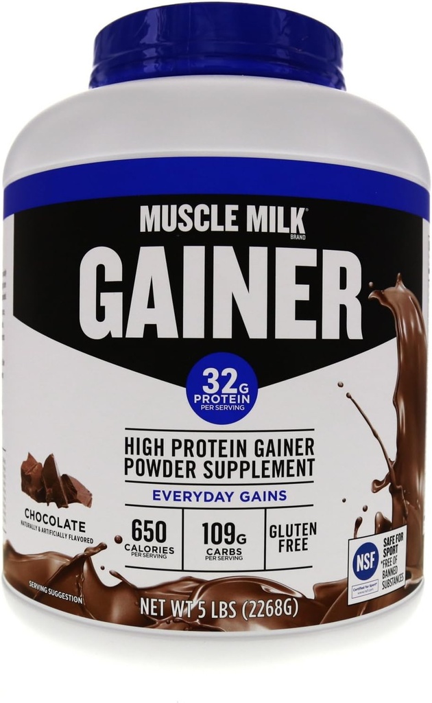 Muscle Milk Gainer Protein Powder, Chocolate, 32g Protein, 5 Pound