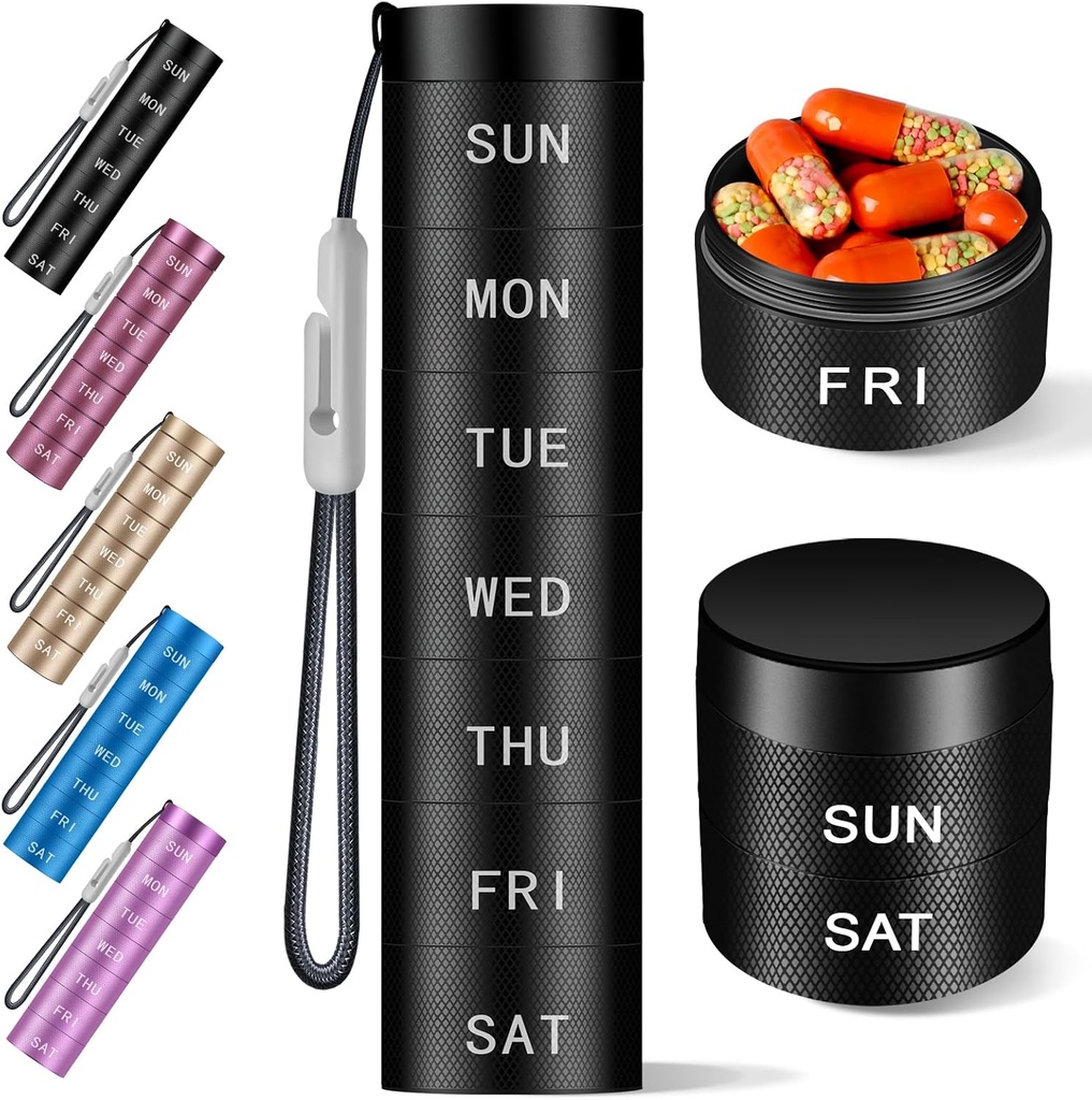 Aluminium Travel Pill Organizator,Weekly Metal Pilula Case,Pill Holder, Umiditate Proof Periculos Zilnic Pilula Cutie 7 zile, Mari pastile Container pentru a deține vitamine,medicatie,Supplements 