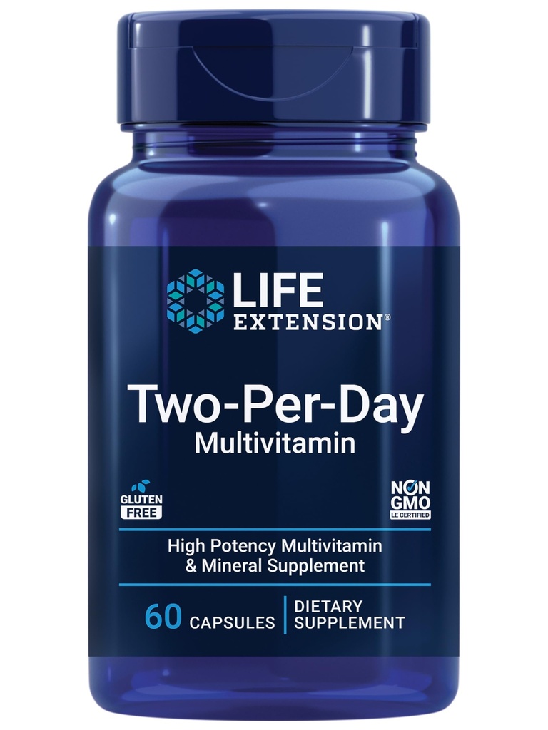 Life Extensie de două pe zi Multivitamine - pentru inimă, creier, sânge Navă şi Cellular Health 