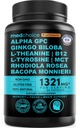 12-in-1 Nootrop Creier Supliment cu Cafeina Anhidros: Ginkgo Biloba pentru suport cerebral, Memorie și Focus - B12, Alpha GPC, L Theanine și Suplimente Choline cu Bioperina cu 1321 mg (60ct)