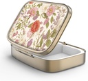 Pilulă cutie de pastile cu oglindă retro 2 Compartiment Pilulă mică caz pentru Purse sau buzunar Bronz cutie de pastile dreptunghiulare sau vitamine, ulei de pește, Suplimente, Pilula Contine cadouri de călătorie(Retro Red Flori)