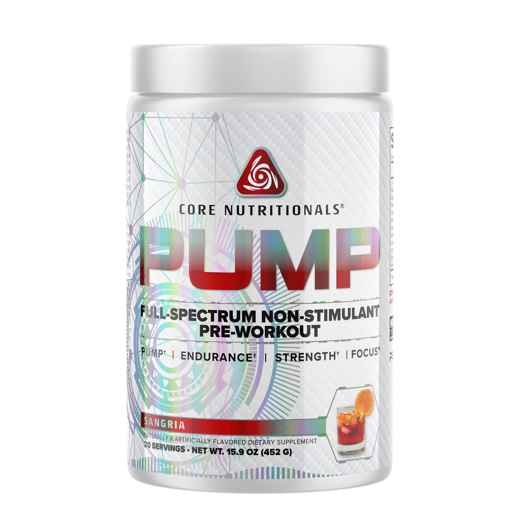 Nucleu nutritionals pompa Full-Spectru non-Stimulant Pre-Workingout, cu N03T Nitrate, Peak02, Alpha GPC, pentru pompa maxima, Putere, si performanta 20 Serviri (Sangria)