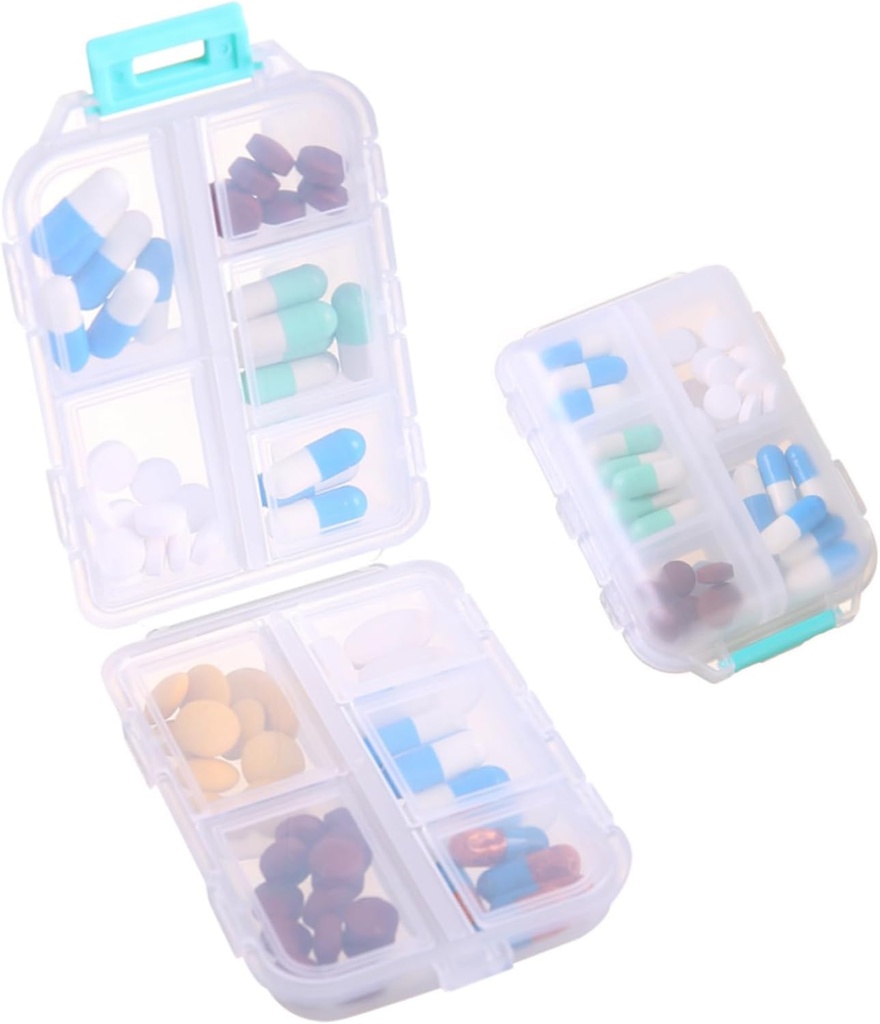 1Pack Travel Pill Organizator - 10 Compartimente Pilula Case, Compact şi Portable Pilula Box, Perfect pentru-On-The-Go depozitare, Pilula Holder pentru Purse alb