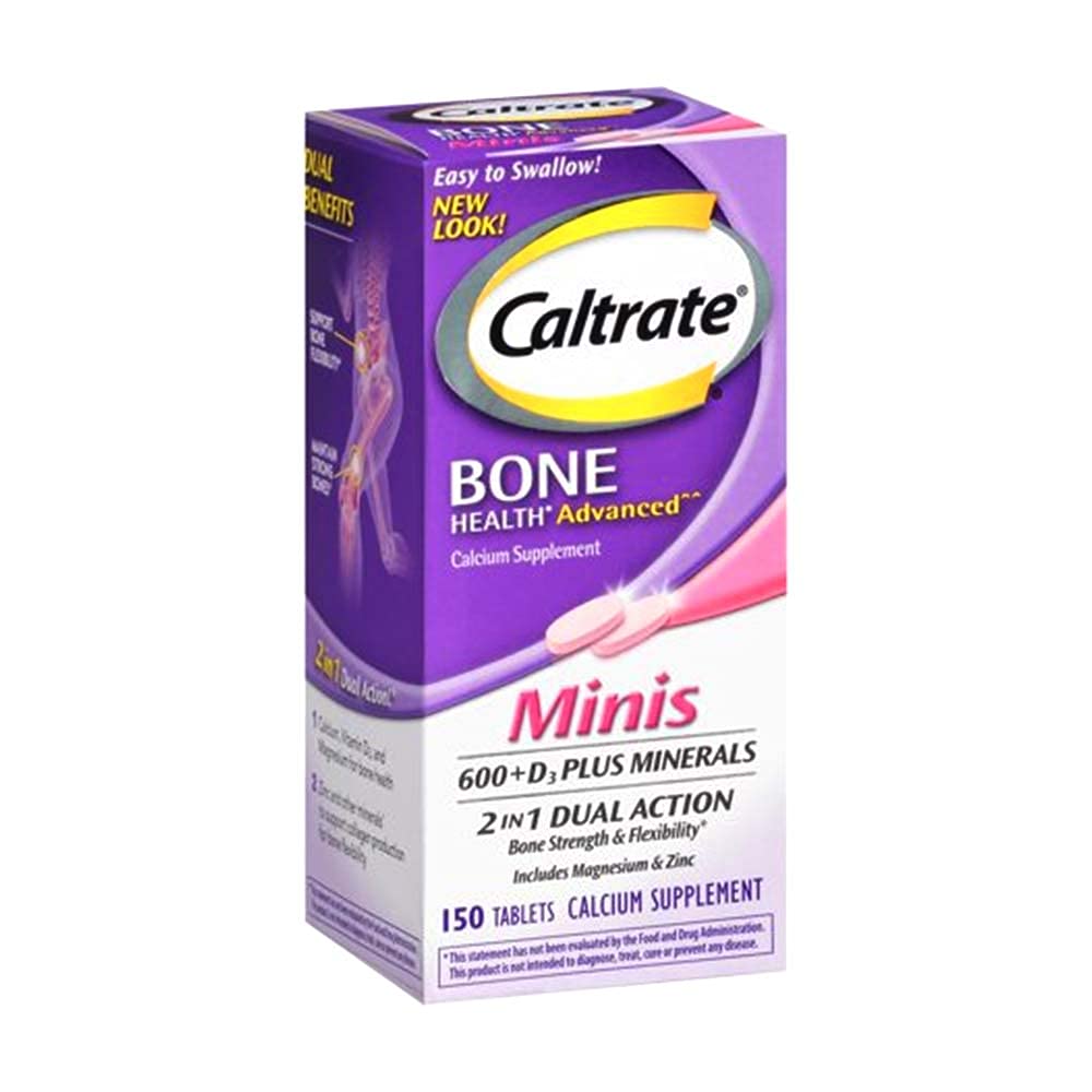 Caltrat 600+D3 Plus Minerale Mini Calciu & Vitamina D3 Supliment Mini Tablet, 600 mg, 150 Count (Pachet de 3)