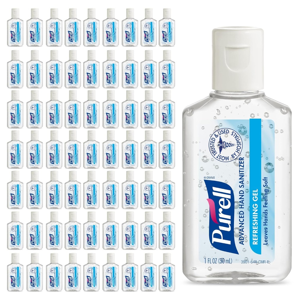 Purell Advanced Hand Sanitizer Refreshing Gel, Clean Scent, 1 fl oz Travel Size flip-Cap flacon (Pachet de 72) - 3901-72-CMR