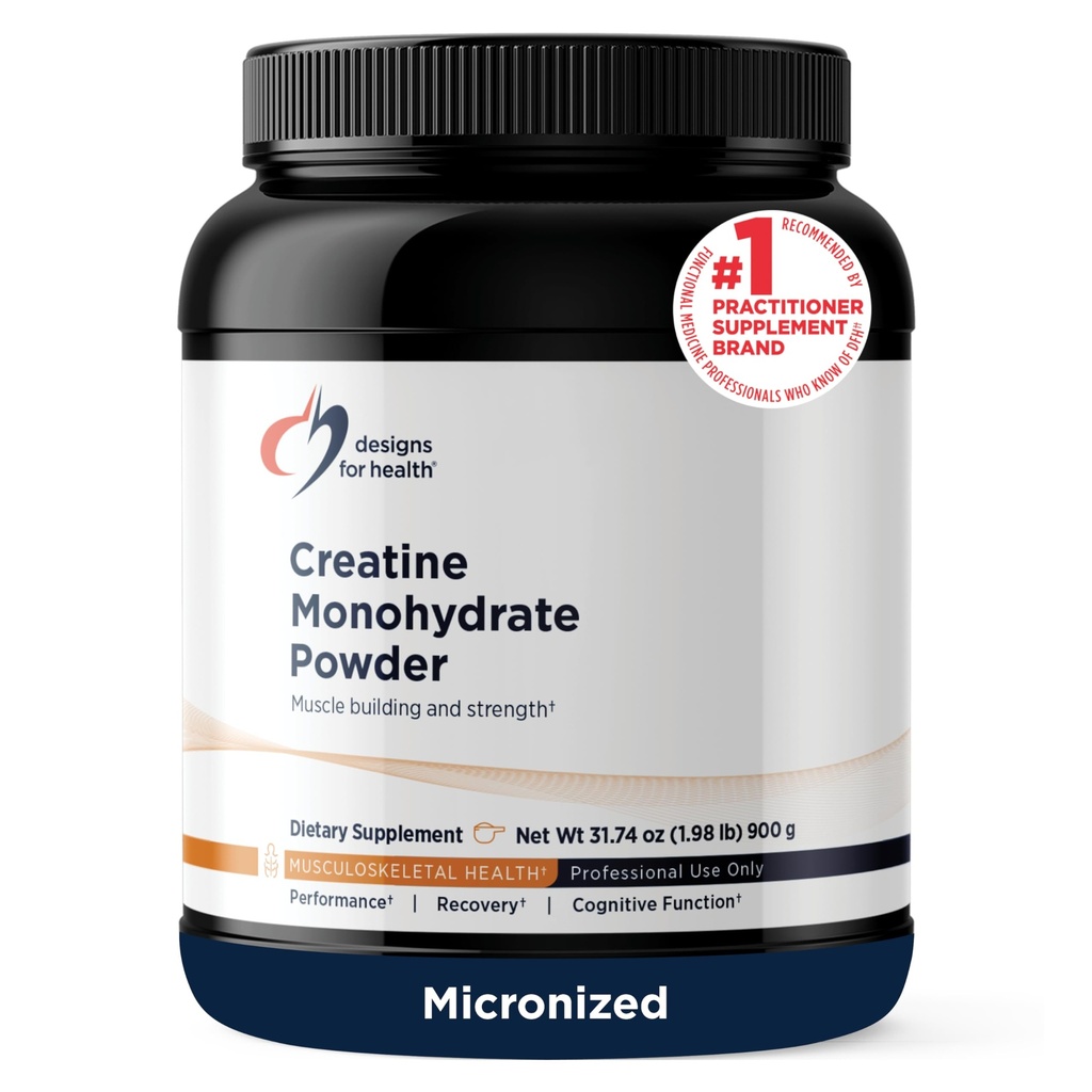 Design-uri pentru sanatate Creatina pulbere monohidrat - Micronized Creatina pulbere pentru femei si barbati pentru a sprijini forta musculara, exercitii si sanatatea creierului, Creatina pură Monohidrat 5g (180 Servings)