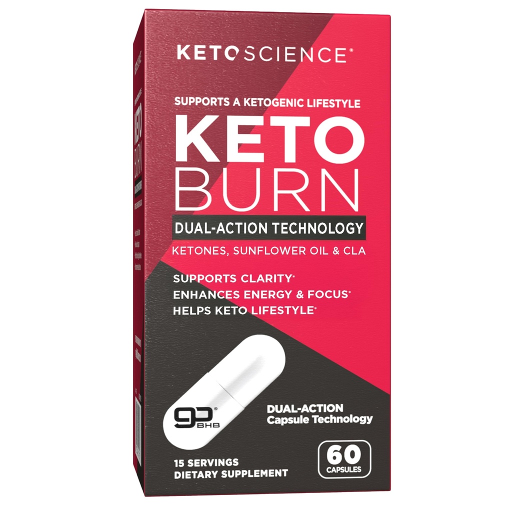 Keto Science Keto Burn Capsule, Cetone Exogene, Dual-Action cu BHB & EGCG, Cetone pentru Hidratare, Keto BHB, Suport Greutate, Energie, Focus & Ketoza, 60 Capsule, 15 Serviri